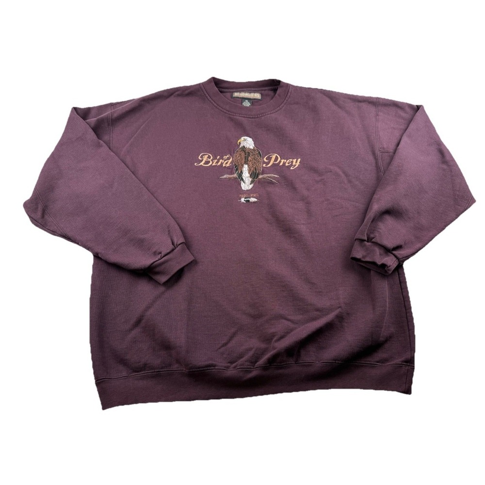 Vintage Eagle Bird Prey Embroidered Sweatshirt Headwaters Pullover Mens Size XXL